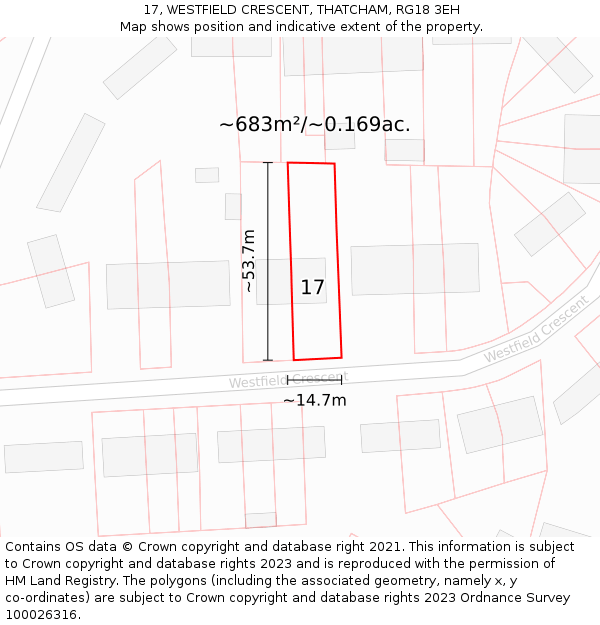 17, WESTFIELD CRESCENT, THATCHAM, RG18 3EH: Plot and title map