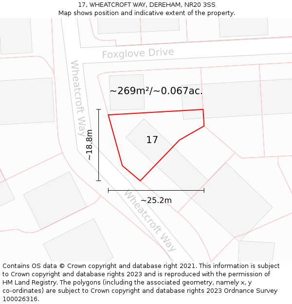 17, WHEATCROFT WAY, DEREHAM, NR20 3SS: Plot and title map