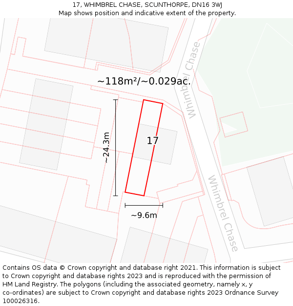 17, WHIMBREL CHASE, SCUNTHORPE, DN16 3WJ: Plot and title map