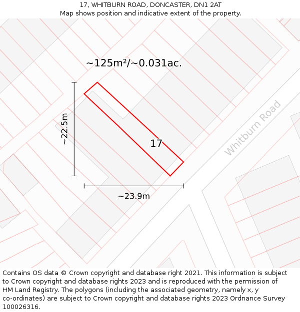 17, WHITBURN ROAD, DONCASTER, DN1 2AT: Plot and title map