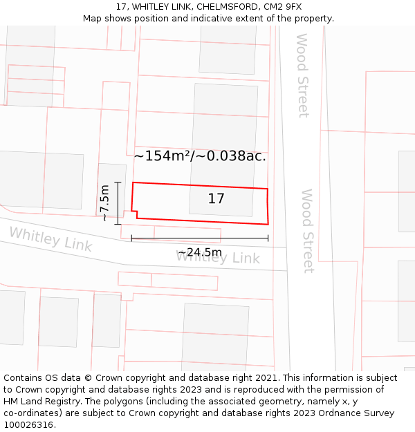 17, WHITLEY LINK, CHELMSFORD, CM2 9FX: Plot and title map