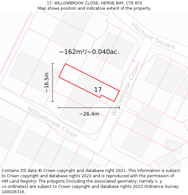 17, WILLOWBROOK CLOSE, HERNE BAY, CT6 6FS: Plot and title map