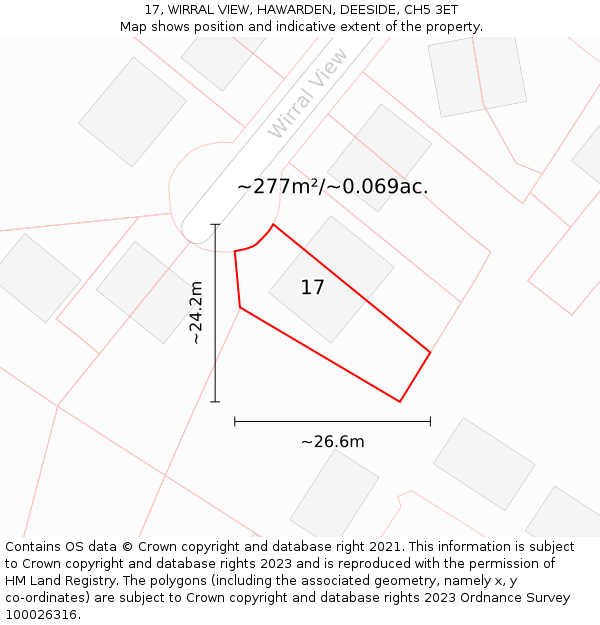 17, WIRRAL VIEW, HAWARDEN, DEESIDE, CH5 3ET: Plot and title map