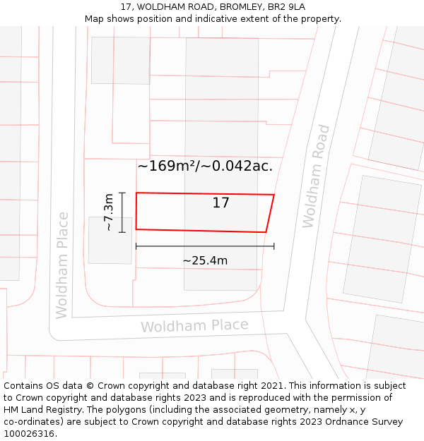 17, WOLDHAM ROAD, BROMLEY, BR2 9LA: Plot and title map