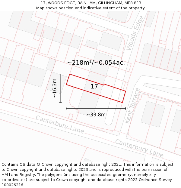 17, WOODS EDGE, RAINHAM, GILLINGHAM, ME8 8FB: Plot and title map