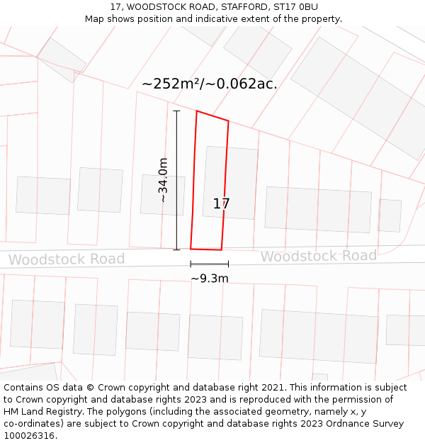 17, WOODSTOCK ROAD, STAFFORD, ST17 0BU: Plot and title map