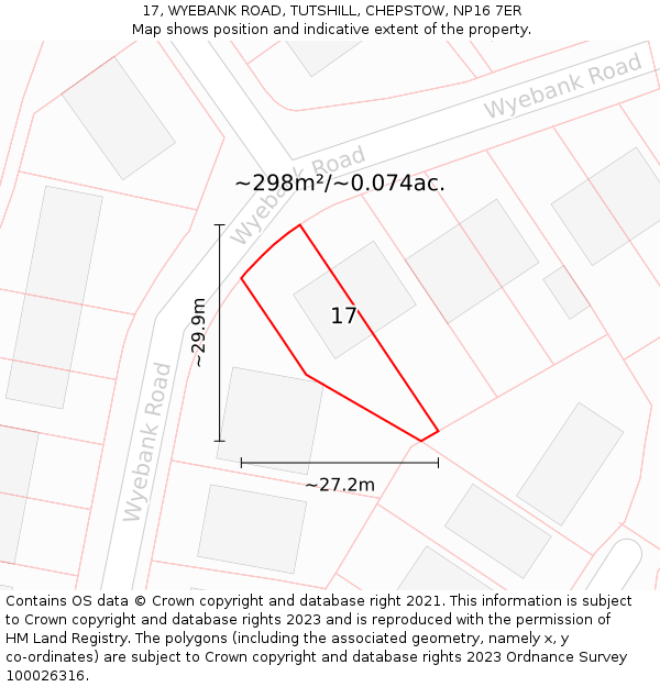 17, WYEBANK ROAD, TUTSHILL, CHEPSTOW, NP16 7ER: Plot and title map