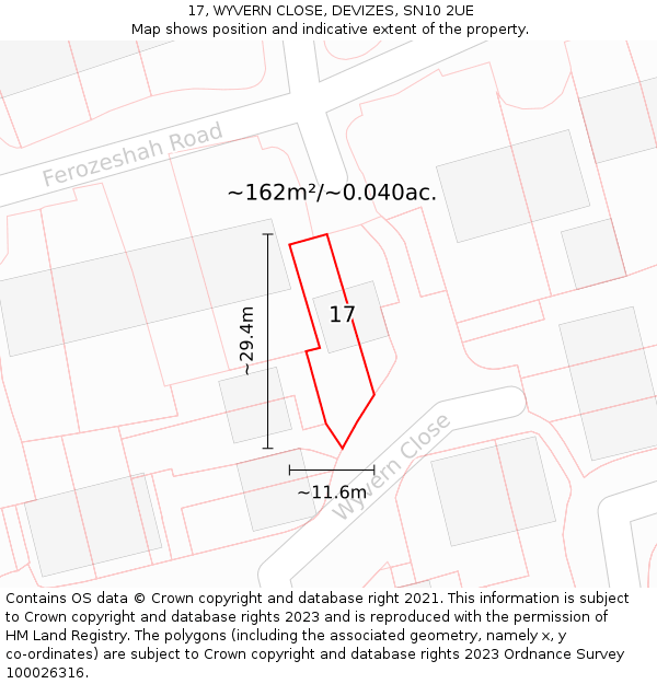 17, WYVERN CLOSE, DEVIZES, SN10 2UE: Plot and title map