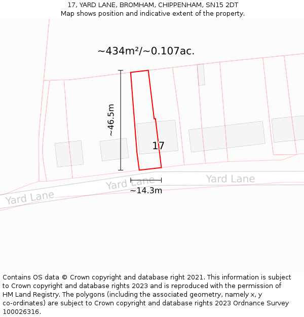 17, YARD LANE, BROMHAM, CHIPPENHAM, SN15 2DT: Plot and title map