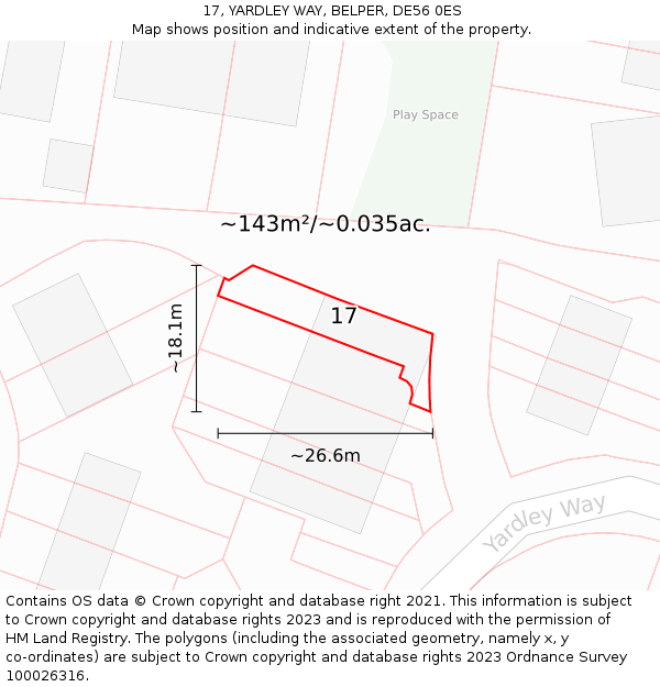 17, YARDLEY WAY, BELPER, DE56 0ES: Plot and title map
