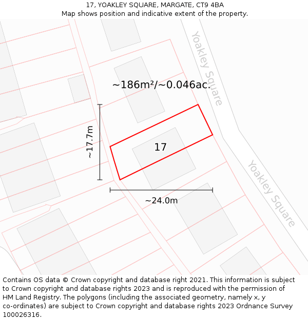 17, YOAKLEY SQUARE, MARGATE, CT9 4BA: Plot and title map