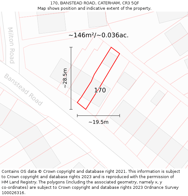 170, BANSTEAD ROAD, CATERHAM, CR3 5QF: Plot and title map