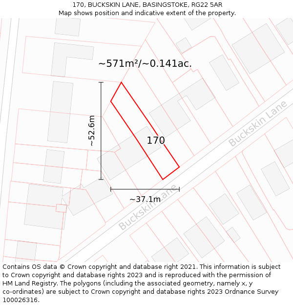 170, BUCKSKIN LANE, BASINGSTOKE, RG22 5AR: Plot and title map