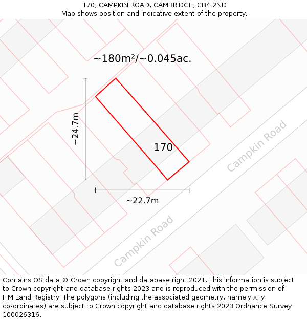 170, CAMPKIN ROAD, CAMBRIDGE, CB4 2ND: Plot and title map