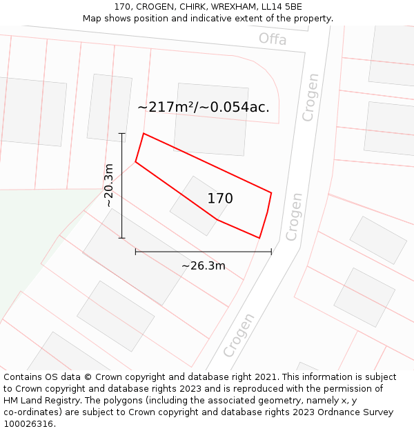 170, CROGEN, CHIRK, WREXHAM, LL14 5BE: Plot and title map