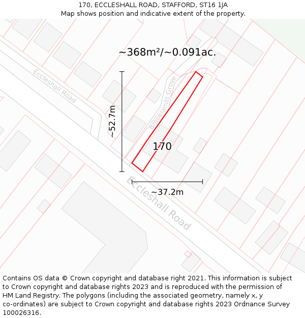 170, ECCLESHALL ROAD, STAFFORD, ST16 1JA: Plot and title map