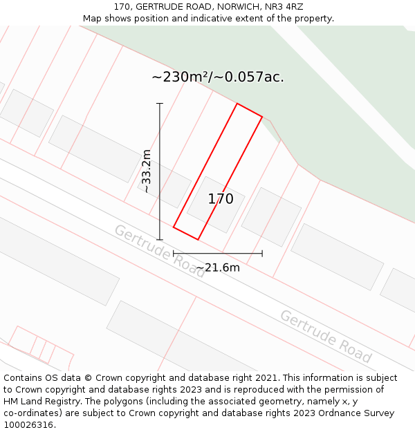 170, GERTRUDE ROAD, NORWICH, NR3 4RZ: Plot and title map