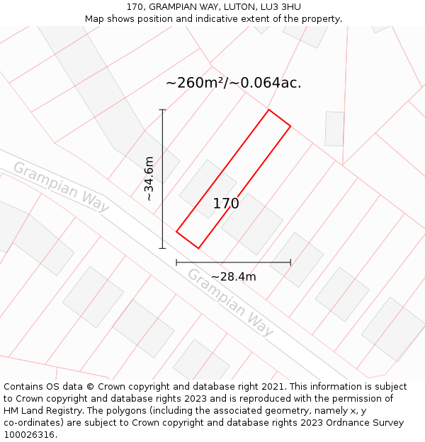170, GRAMPIAN WAY, LUTON, LU3 3HU: Plot and title map