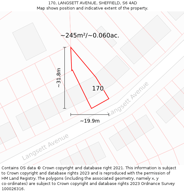 170, LANGSETT AVENUE, SHEFFIELD, S6 4AD: Plot and title map