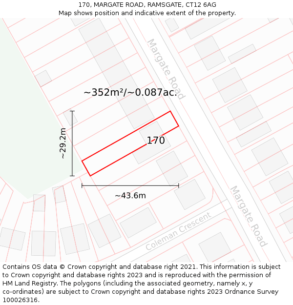170, MARGATE ROAD, RAMSGATE, CT12 6AG: Plot and title map