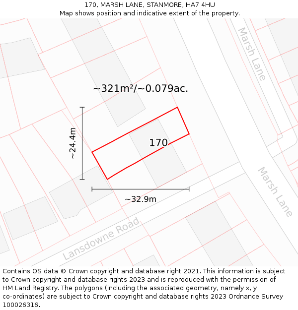 170, MARSH LANE, STANMORE, HA7 4HU: Plot and title map