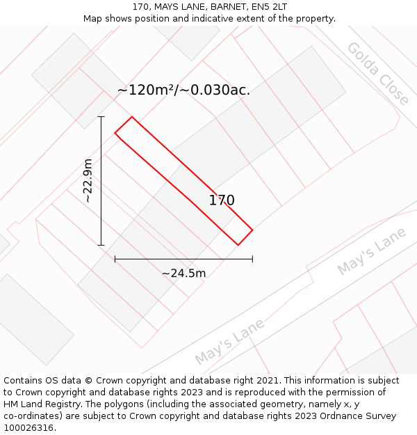 170, MAYS LANE, BARNET, EN5 2LT: Plot and title map