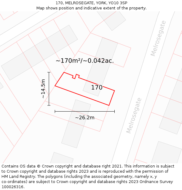 170, MELROSEGATE, YORK, YO10 3SP: Plot and title map