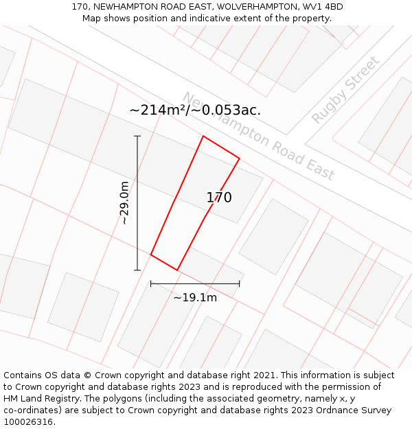 170, NEWHAMPTON ROAD EAST, WOLVERHAMPTON, WV1 4BD: Plot and title map