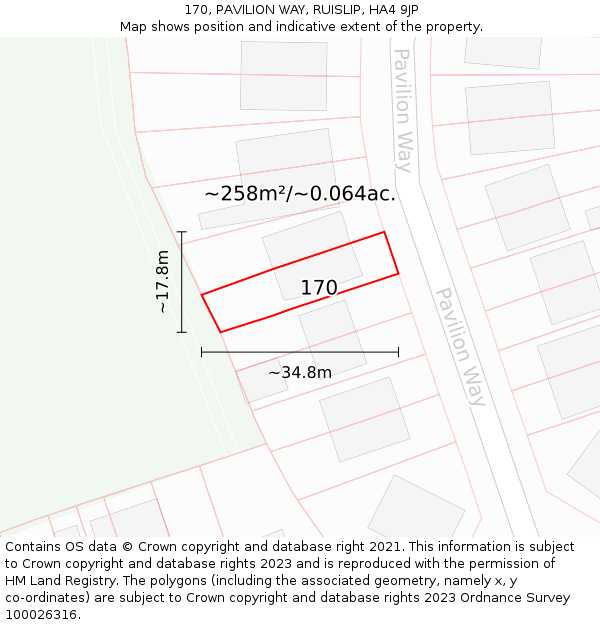 170, PAVILION WAY, RUISLIP, HA4 9JP: Plot and title map