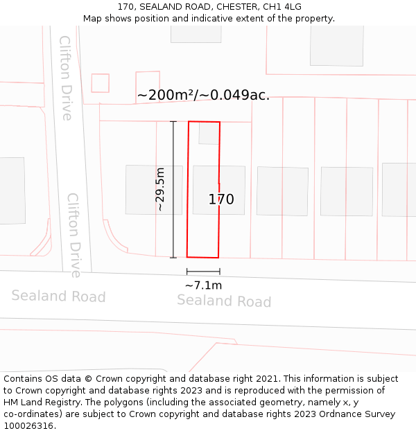 170, SEALAND ROAD, CHESTER, CH1 4LG: Plot and title map