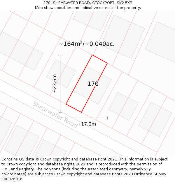 170, SHEARWATER ROAD, STOCKPORT, SK2 5XB: Plot and title map