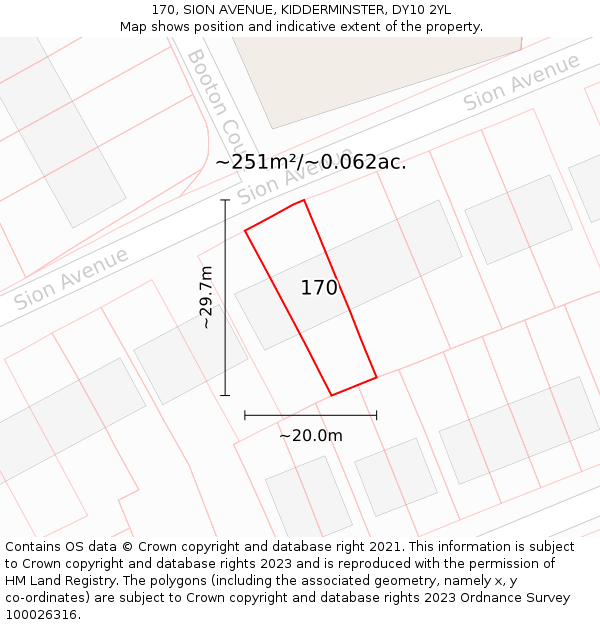 170, SION AVENUE, KIDDERMINSTER, DY10 2YL: Plot and title map