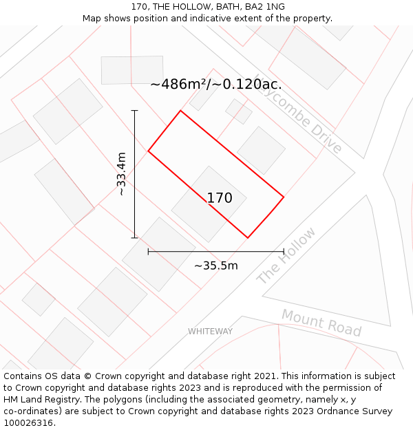 170, THE HOLLOW, BATH, BA2 1NG: Plot and title map