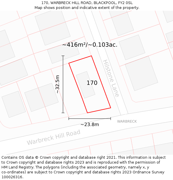 170, WARBRECK HILL ROAD, BLACKPOOL, FY2 0SL: Plot and title map