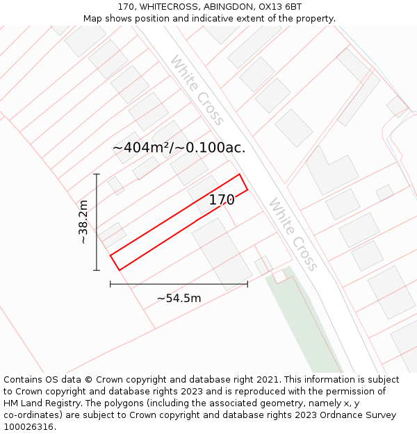170, WHITECROSS, ABINGDON, OX13 6BT: Plot and title map