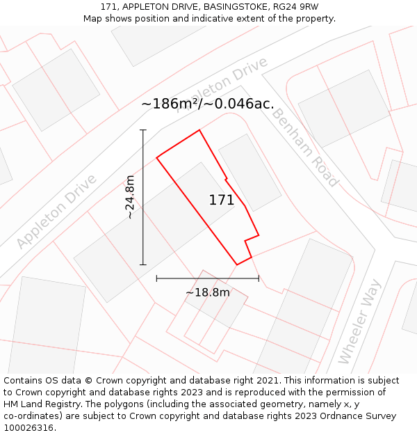 171, APPLETON DRIVE, BASINGSTOKE, RG24 9RW: Plot and title map