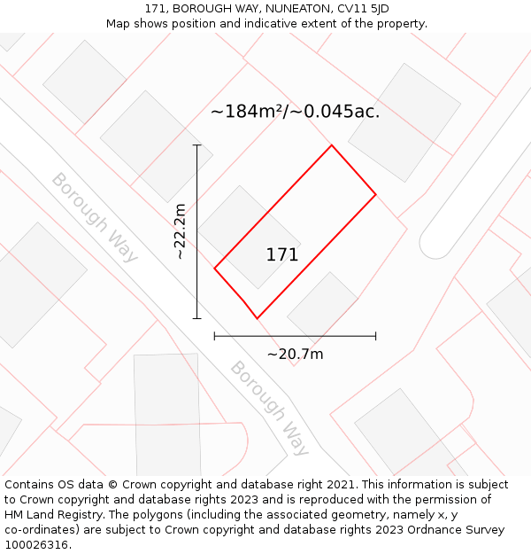 171, BOROUGH WAY, NUNEATON, CV11 5JD: Plot and title map