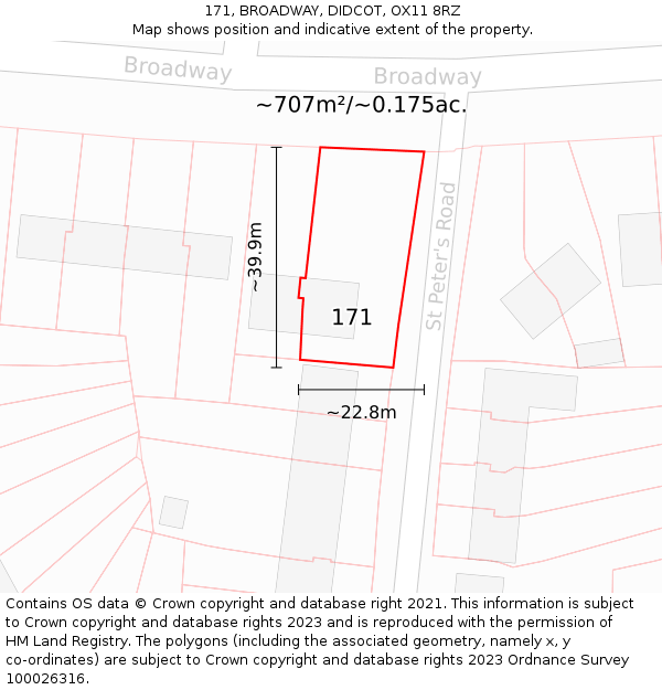 171, BROADWAY, DIDCOT, OX11 8RZ: Plot and title map