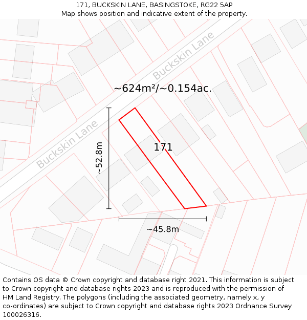 171, BUCKSKIN LANE, BASINGSTOKE, RG22 5AP: Plot and title map