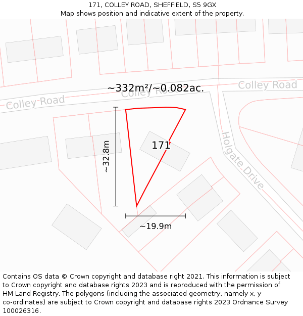171, COLLEY ROAD, SHEFFIELD, S5 9GX: Plot and title map