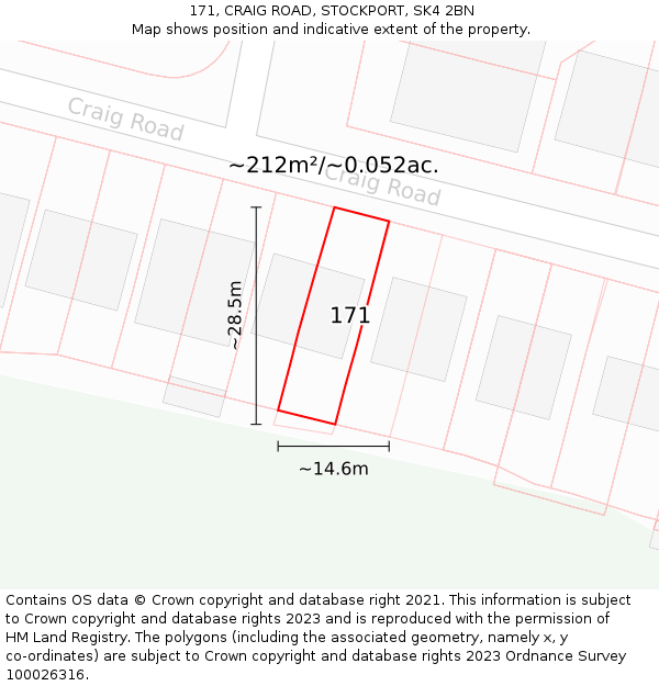 171, CRAIG ROAD, STOCKPORT, SK4 2BN: Plot and title map