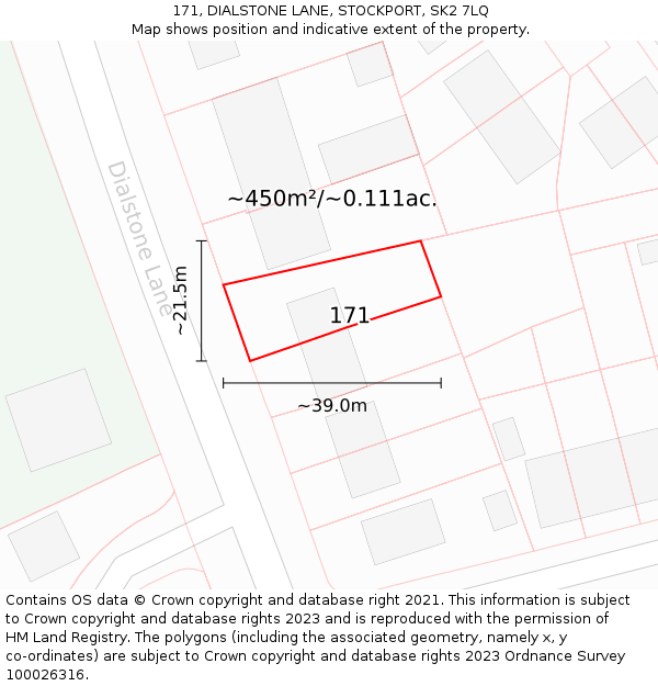 171, DIALSTONE LANE, STOCKPORT, SK2 7LQ: Plot and title map