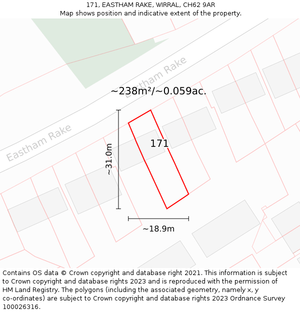 171, EASTHAM RAKE, WIRRAL, CH62 9AR: Plot and title map