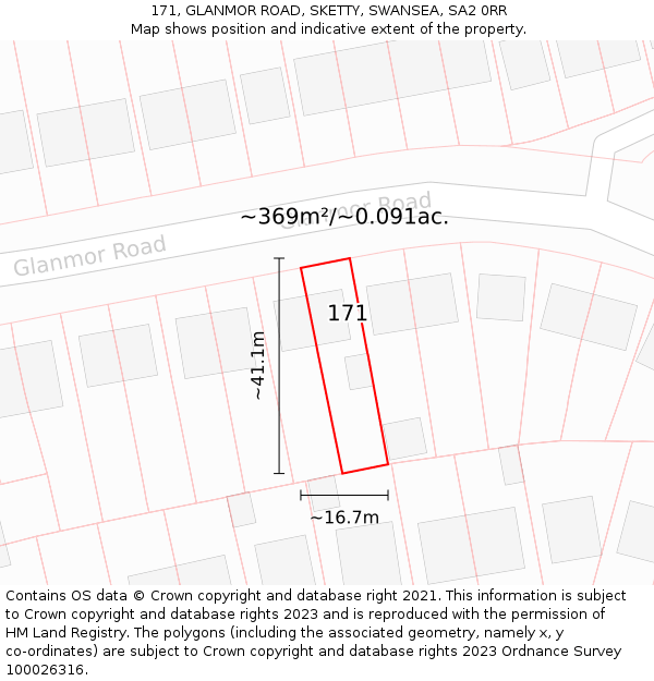 171, GLANMOR ROAD, SKETTY, SWANSEA, SA2 0RR: Plot and title map