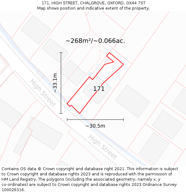 171, HIGH STREET, CHALGROVE, OXFORD, OX44 7ST: Plot and title map