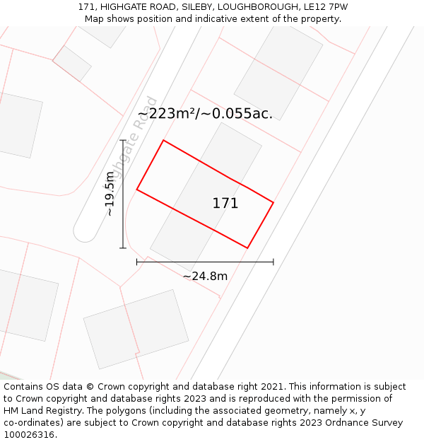 171, HIGHGATE ROAD, SILEBY, LOUGHBOROUGH, LE12 7PW: Plot and title map