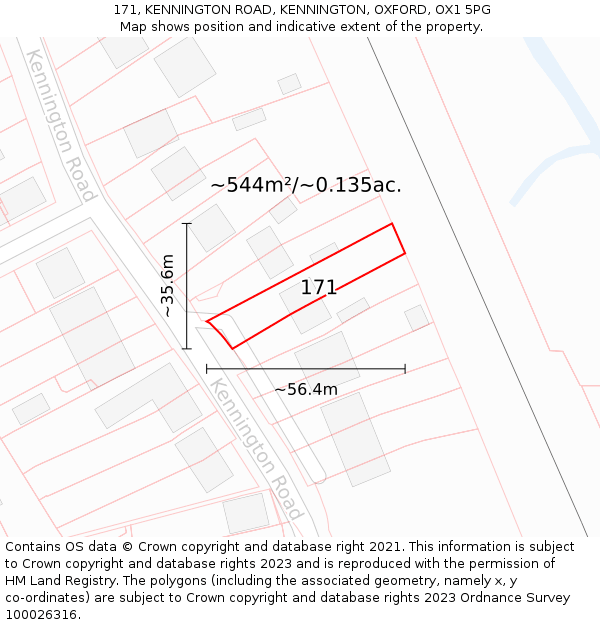 171, KENNINGTON ROAD, KENNINGTON, OXFORD, OX1 5PG: Plot and title map