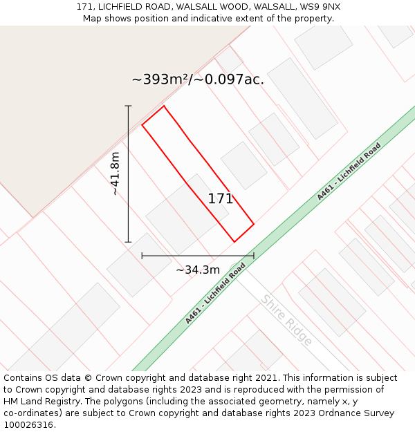 171, LICHFIELD ROAD, WALSALL WOOD, WALSALL, WS9 9NX: Plot and title map