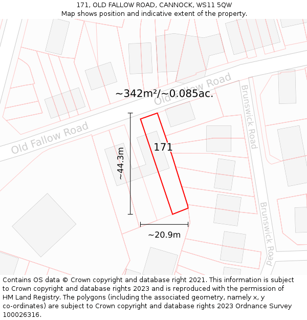 171, OLD FALLOW ROAD, CANNOCK, WS11 5QW: Plot and title map