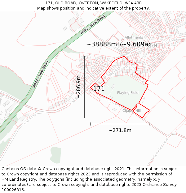 171, OLD ROAD, OVERTON, WAKEFIELD, WF4 4RR: Plot and title map